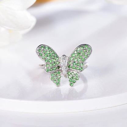 Wholesale 18K Gold Lab Created Emerald Green Butterfly Ring