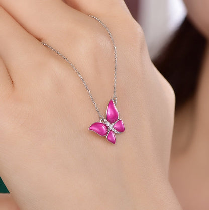 Wholesale 18K Gold Lab Created Ruby Gemstone Butterfly Pendant for Women