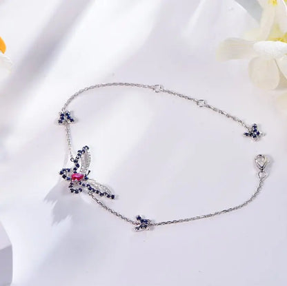 Wholesale 18K Gold Lab Created Ruby & Sapphire Vintage Butterfly Bracelet