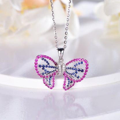 Wholesale 18K Gold Lab Created Ruby Sapphire Vintage Butterfly Pendant