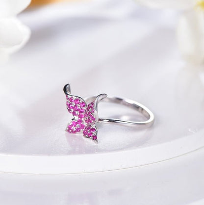 Wholesale 18K Gold Lab Created Ruby Statement Butterfly Wedding Ring