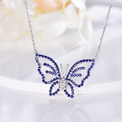 Wholesale 18K Gold Lab Created Sapphire Blue Butterfly Pendant