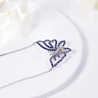 Wholesale 18K Gold Lab Created Sapphire Blue Butterfly Pendant