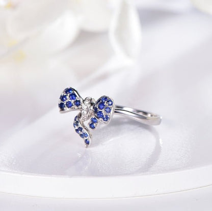 Wholesale 18K Gold Lab Created Sapphire Bow Shape Ring