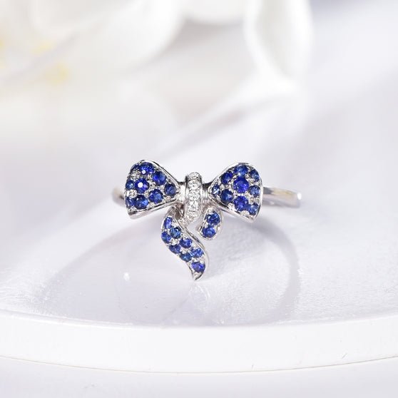 Wholesale 18K Gold Lab Created Sapphire Bow Shape Ring