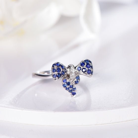 Wholesale 18K Gold Lab Created Sapphire Bow Shape Ring