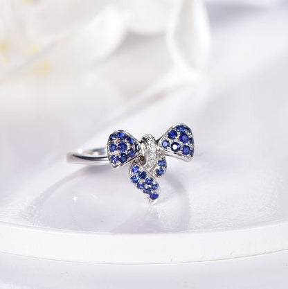 Wholesale 18K Gold Lab Created Sapphire Bow Shape Ring