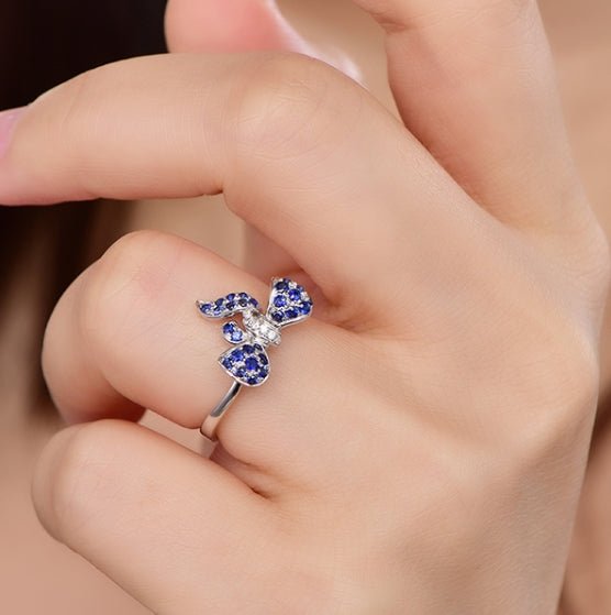 Wholesale 18K Gold Lab Created Sapphire Bow Shape Ring for Women