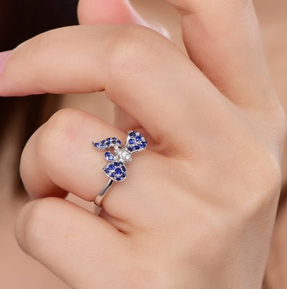 Wholesale 18K Gold Lab Created Sapphire Bow Shape Ring for Women