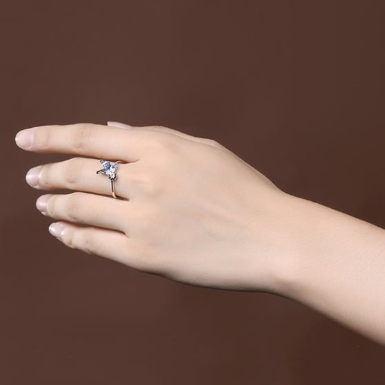 Wholesale 18K Gold Lab Created Sapphire Butterfly and Flower Ring for Women