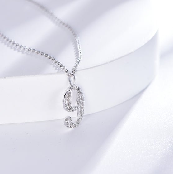 Wholesale 18K Gold Pave Simulated Diamond 9 Number Pendant Necklace