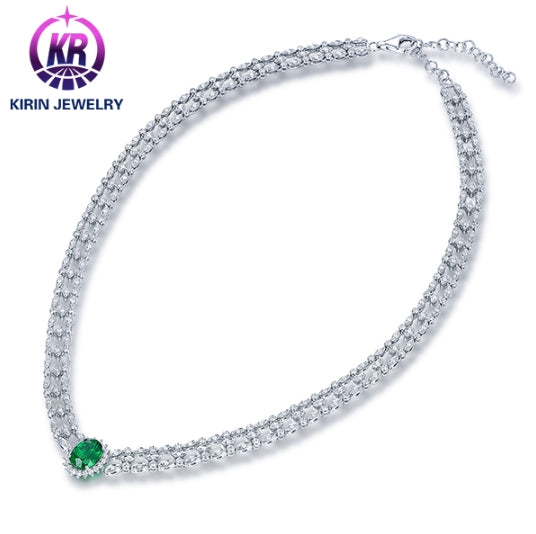 Wholesale 18K Gold Simple Lab Grown Emerald Necklace
