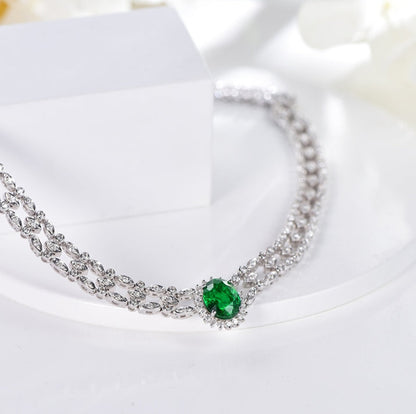 Wholesale 18K Gold Simple Lab Grown Emerald Necklace