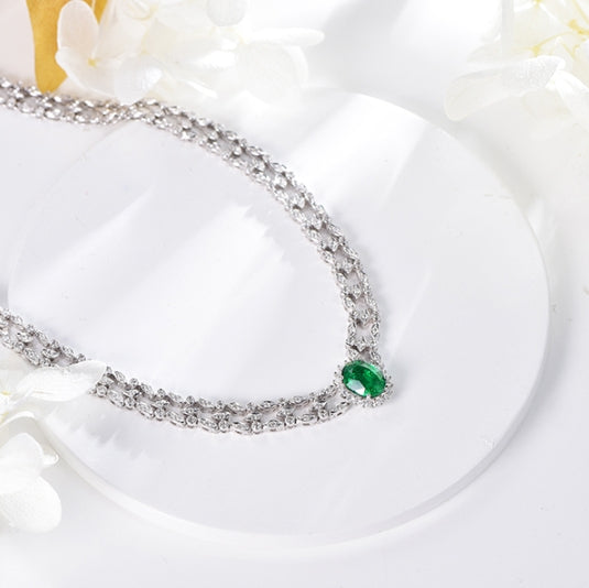 Wholesale 18K Gold Simple Lab Grown Emerald Necklace