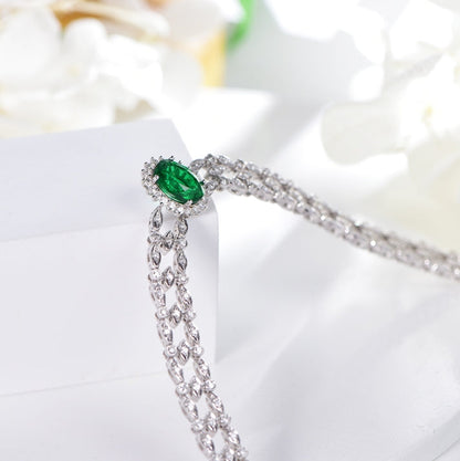 Wholesale 18K Gold Simple Lab Grown Emerald Necklace