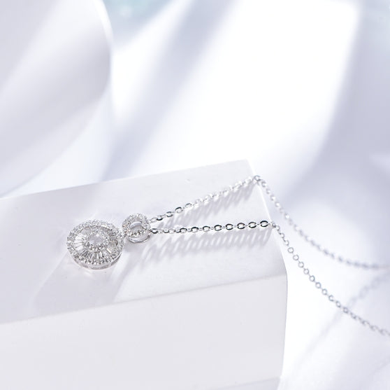 Wholesale 18K Gold Simulated Diamond Round Pendant Necklace