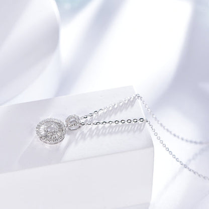 Wholesale 18K Gold Simulated Diamond Round Pendant Necklace