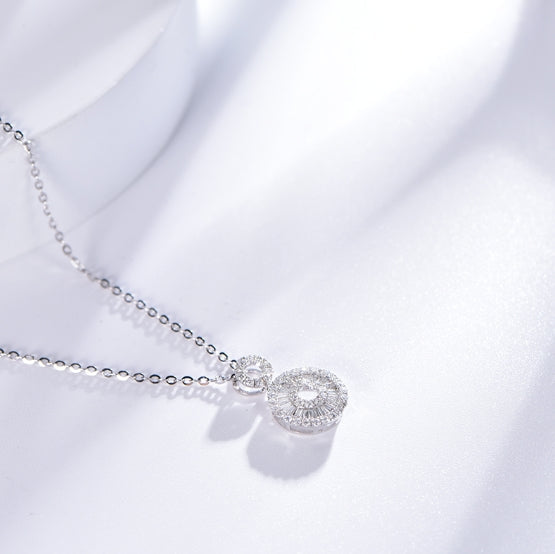 Wholesale 18K Gold Simulated Diamond Round Pendant Necklace