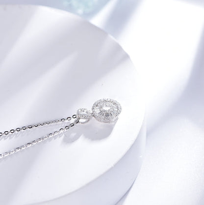 Wholesale 18K Gold Simulated Diamond Round Pendant Necklace