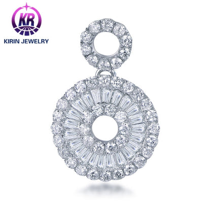 Wholesale 18K Gold Simulated Diamond Round Pendant Necklace