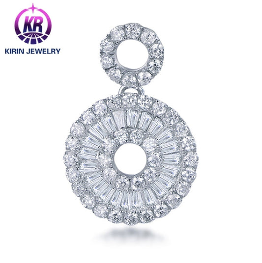 Wholesale 18K Gold Simulated Diamond Round Pendant Necklace