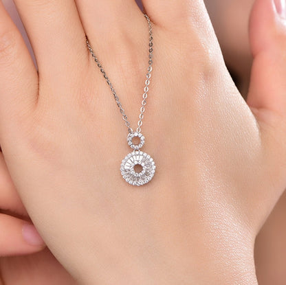 Wholesale 18K Gold Simulated Diamond Round Pendant Necklace for Women