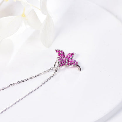 Wholesale 18K Gold Simulated Ruby Butterfly Dainty Necklace