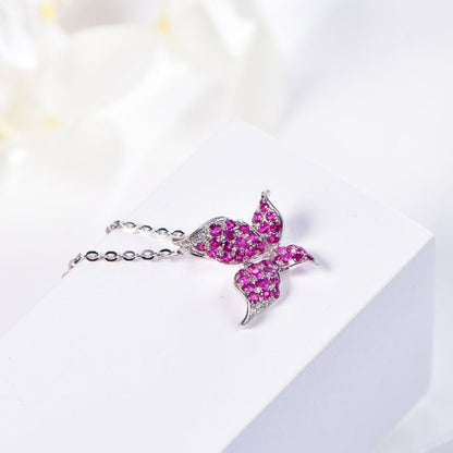 Wholesale 18K Gold Simulated Ruby Butterfly Dainty Necklace