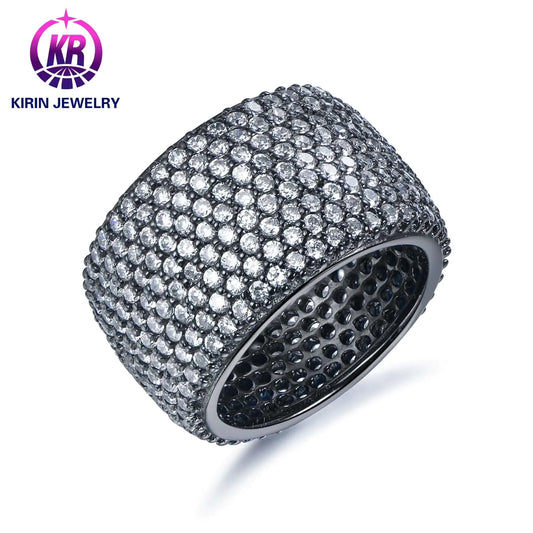 Wholesale 925 Silver Black Plated White CZ Eternity Pave Engagement Ring