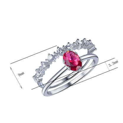 Wholesale 925 Silver CZ & Corundum Stacking Two Piece Ring Set
