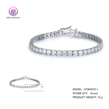 Wholesale 925 Silver CZ Lab Created Diamond Tennis Chain Bracelet for Women