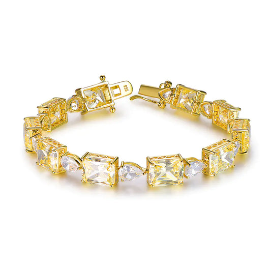 Wholesale 925 Silver CZ Lab Created Diamond and Citrine Tennis Bracelet