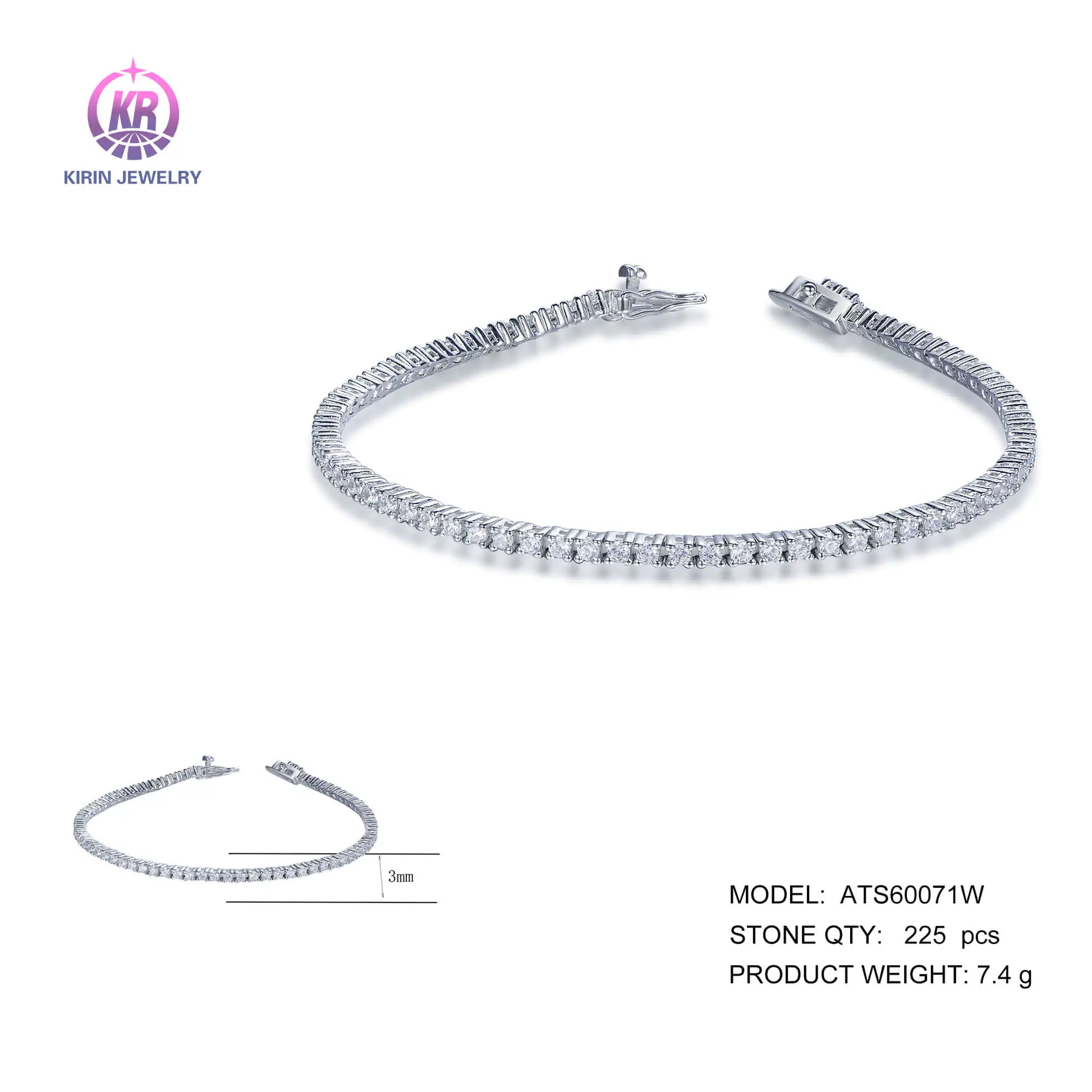 Wholesale 925 Silver CZ Lab Created Round Diamond Tennis Bracelet​ for Women