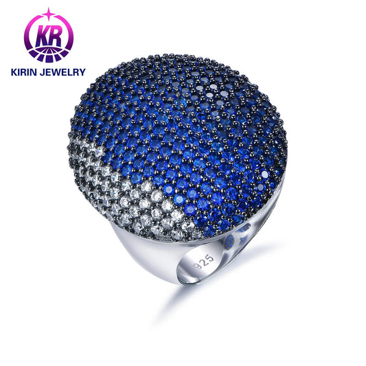 Wholesale 925 Silver CZ Lab Sapphire Ball Shape Band Vintage Statement Rings