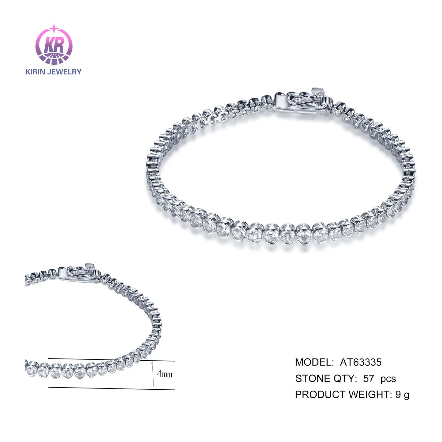 Wholesale 925 Silver CZ Round Cut Lab Created Diamond Small Tennis Bracelet for Women