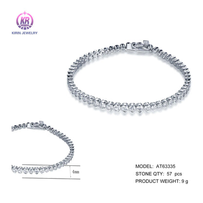 Wholesale 925 Silver CZ Round Cut Lab Created Diamond Small Tennis Bracelet for Women