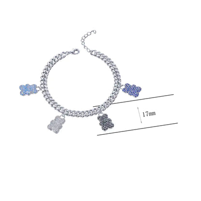 Wholesale 925 Silver Color Bear Charm Cute Bracelet