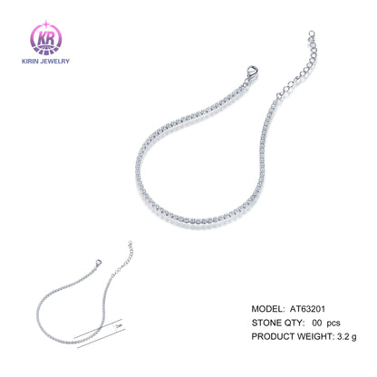 Wholesale 925 Silver Cubic Zircon Adjustable Lab Diamonds Tennis Bracelet for Women