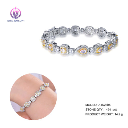 Wholesale 925 Silver Cubic Zircon Geometric Unique Tennis Bracelets for Women
