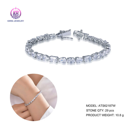 Wholesale 925 Silver Cubic Zircon Mixed Cuts Micro Tennis Bracelet​ for Women