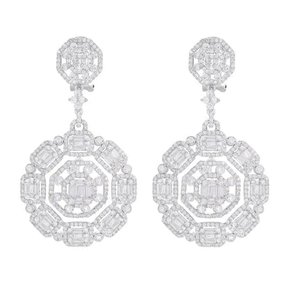Wholesale 925 Silver Cubic Zircon Octagon Dainty Dangle Earrings