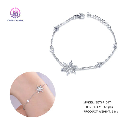 Wholesale 925 Silver Cubic Zircon Simulated Diamond Simple Starburst Bracelet​ for Women