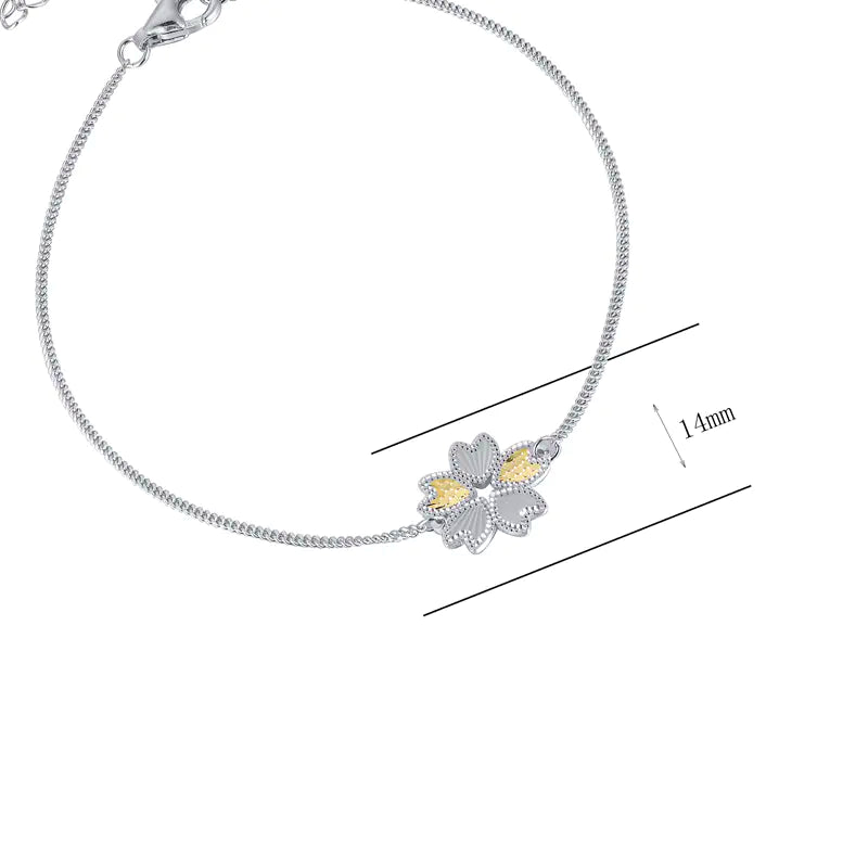 Wholesale 925 Silver Dual Color Flower Bangle Bracelet