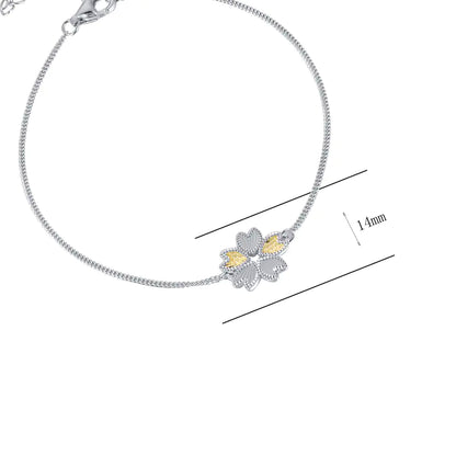 Wholesale 925 Silver Dual Color Flower Bangle Bracelet