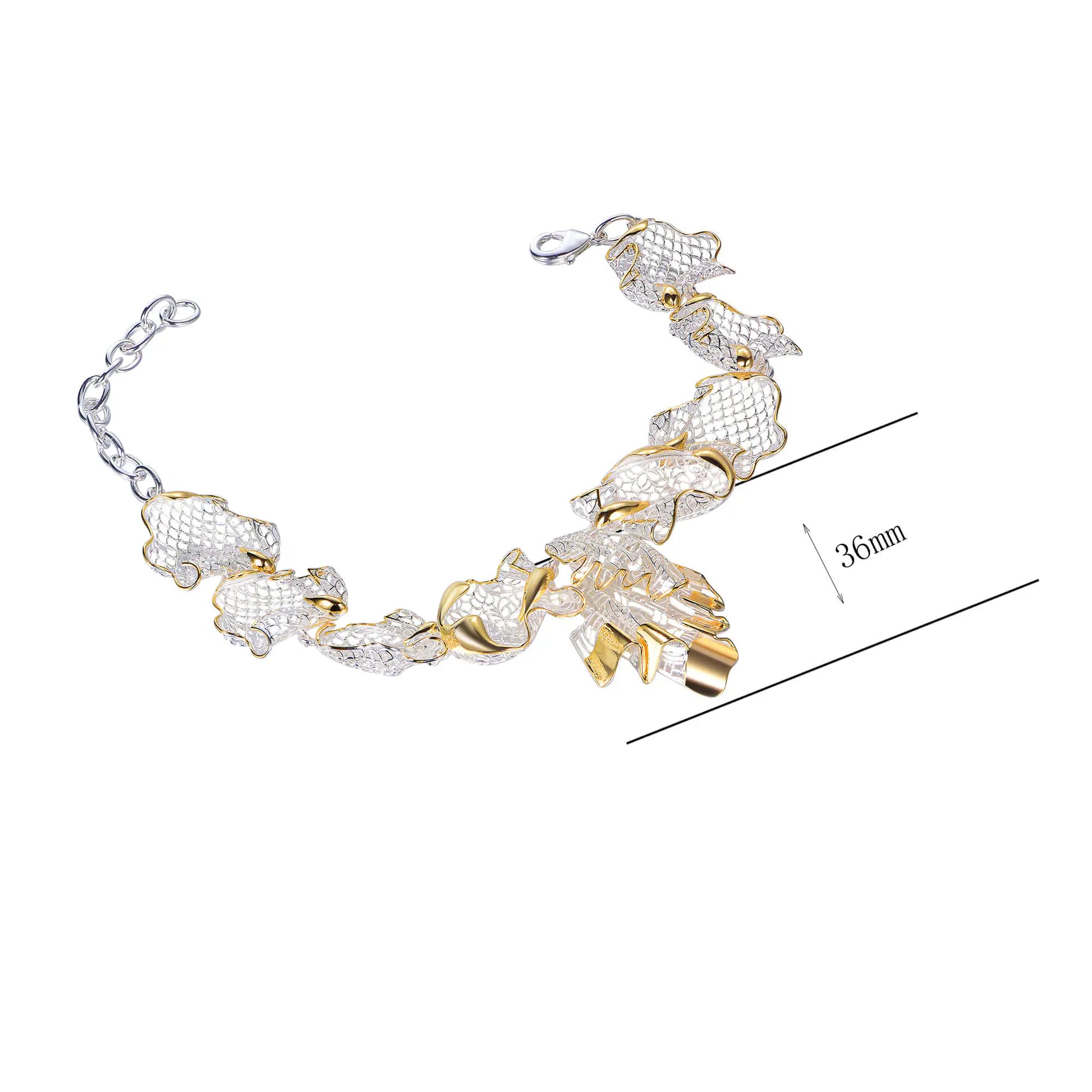 Wholesale 925 Silver Dual Color Hollow Chain Bracelet