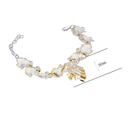 Wholesale 925 Silver Dual Color Hollow Chain Bracelet