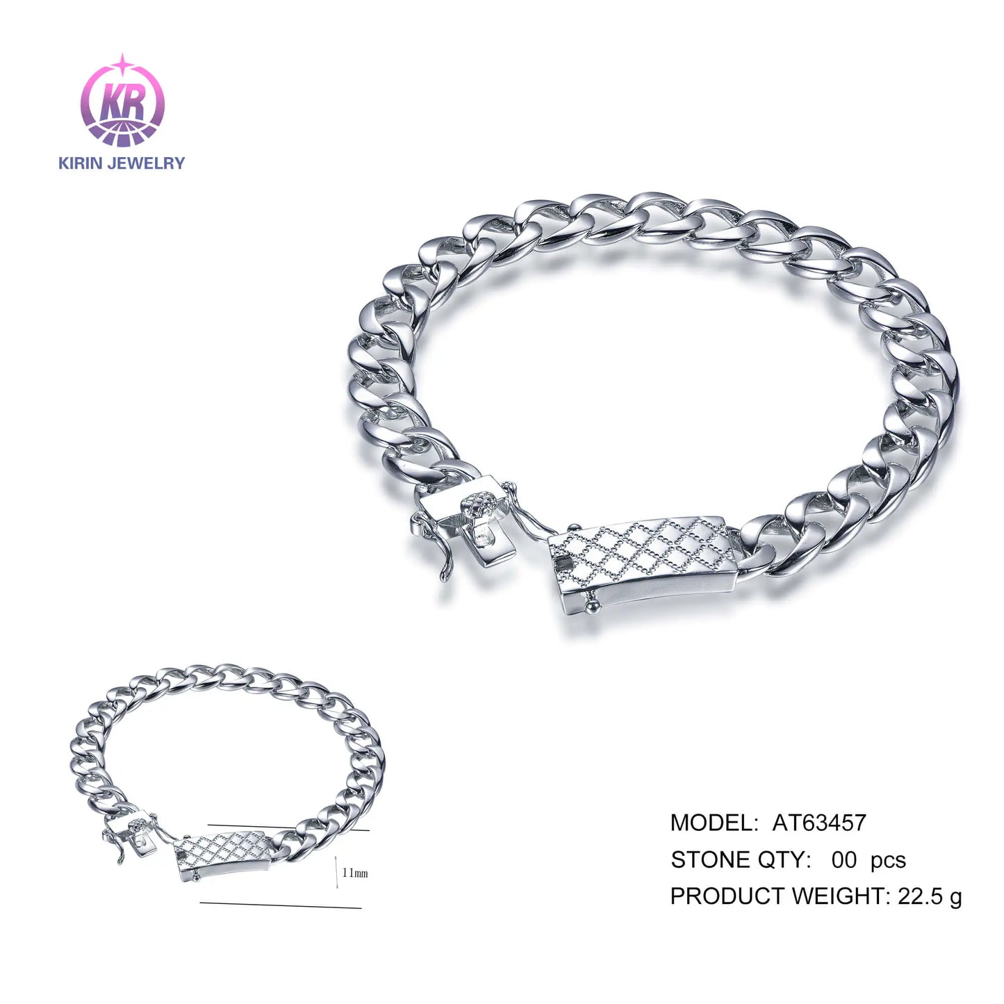Wholesale 925 Silver Enamel Thick Curb Miami Cuban Link Bracelets for Women
