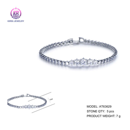Wholesale 925 Silver Five Cubic Zircon Personalized Tennis Bracelet for Women