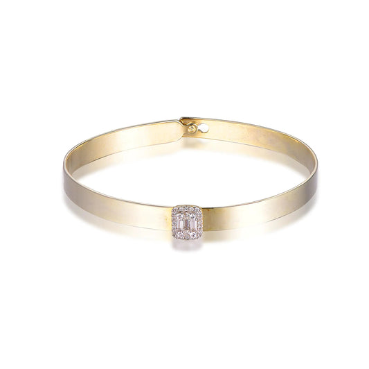 Wholesale 925 Silver Gold Plated CZ Solitaire Diamond Bangles