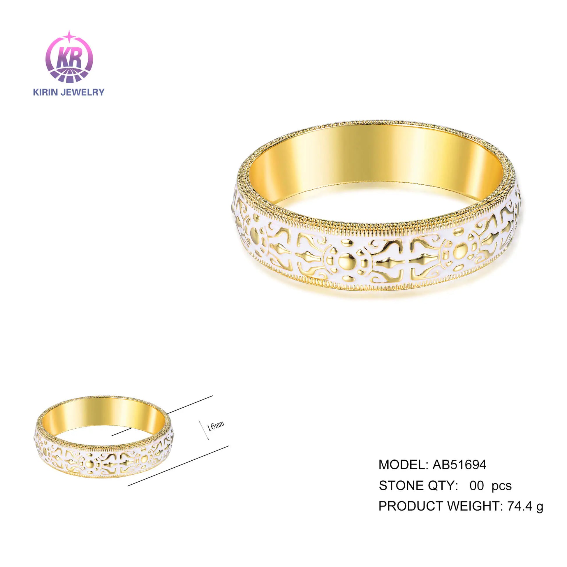Wholesale 925 Silver Gold Plated Hollow Out Enamel Bangle Bracelet